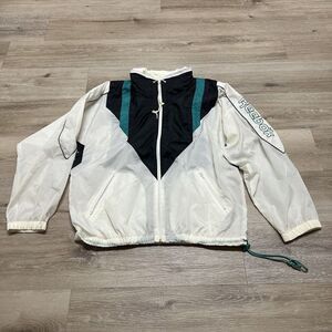 Vintage 90’s Reebok Windbreaker Packable Hoodie Men’s Size Large Green White